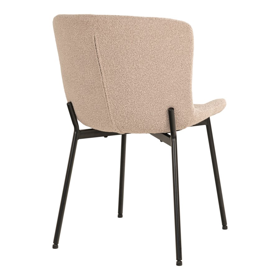 HOUSE NORDIC Maceda spisebordsstol - beige bouclé stof og sort stl