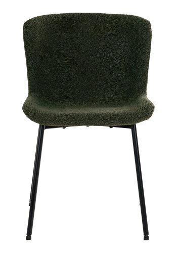 HOUSE NORDIC Maceda spisebordsstol - mrkegrn bouclé stof og sort stl