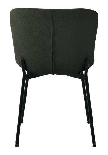 HOUSE NORDIC Maceda spisebordsstol - mrkegrn bouclé stof og sort stl
