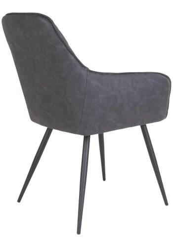 HOUSE NORDIC Harbo spisebordsstol - mrkegrt kunstlder og sorte stlben, m. armln