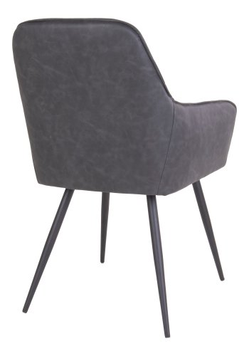 HOUSE NORDIC Harbo spisebordsstol - mrkegrt kunstlder og sorte stlben, m. armln