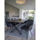 HOUSE NORDIC Harbo spisebordsstol - sort kunstlder og sorte metalben, m. armln