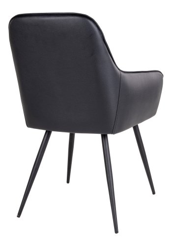 HOUSE NORDIC Harbo spisebordsstol - sort kunstlder og sorte metalben, m. armln