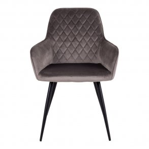 HOUSE NORDIC Harbo spisebordsstol - mushroom velour og metal, m. armln