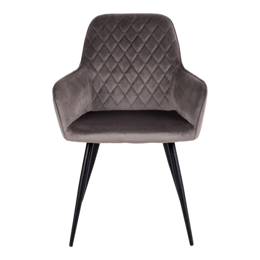 HOUSE NORDIC Harbo spisebordsstol - mushroom velour og metal, m. armln