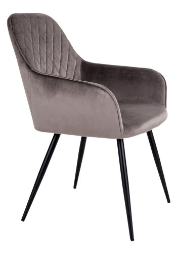 HOUSE NORDIC Harbo spisebordsstol - mushroom velour og metal, m. armln