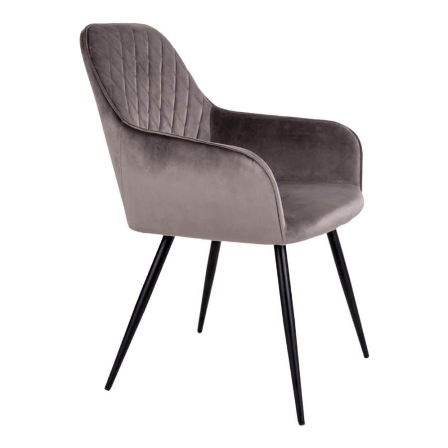 HOUSE NORDIC Harbo spisebordsstol - mushroom velour og metal, m. armln