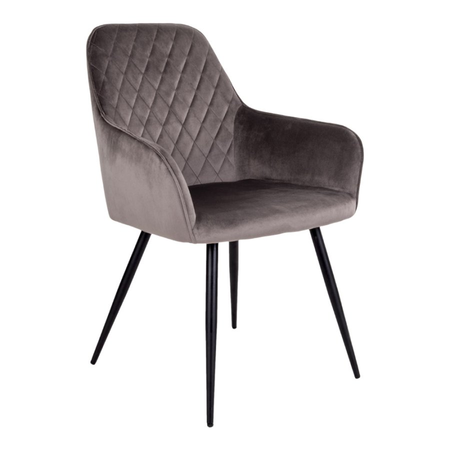 HOUSE NORDIC Harbo spisebordsstol - mushroom velour og metal, m. armln