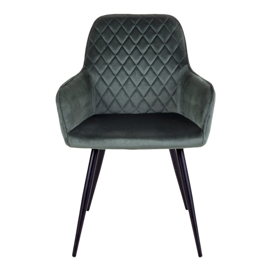 HOUSE NORDIC Harbo spisebordsstol - grn velour og metal, m. armln