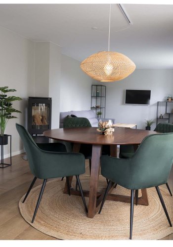 HOUSE NORDIC Harbo spisebordsstol - grn velour og metal, m. armln