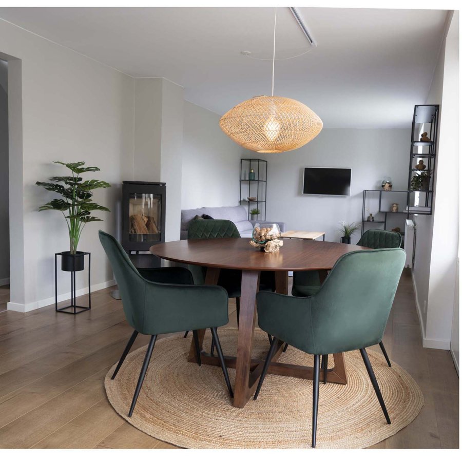 HOUSE NORDIC Harbo spisebordsstol - grn velour og metal, m. armln