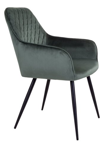HOUSE NORDIC Harbo spisebordsstol - grn velour og metal, m. armln