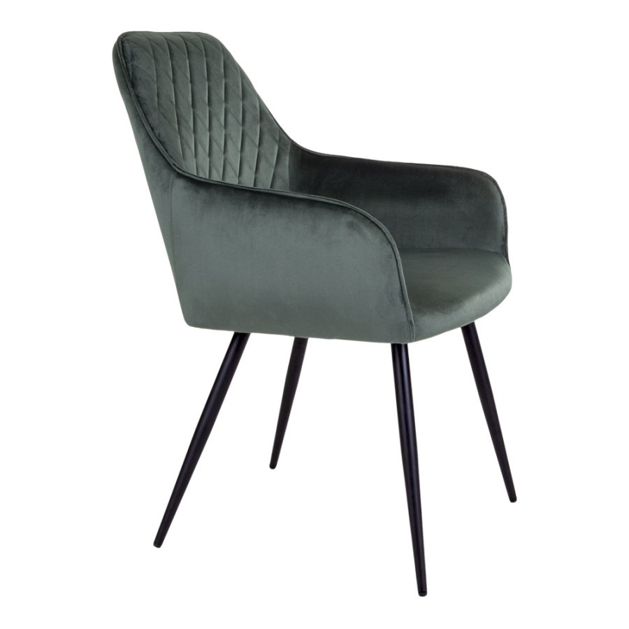 HOUSE NORDIC Harbo spisebordsstol - grn velour og metal, m. armln