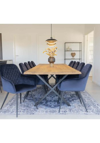 HOUSE NORDIC Harbo spisebordsstol, m. armln - bl velour og metal