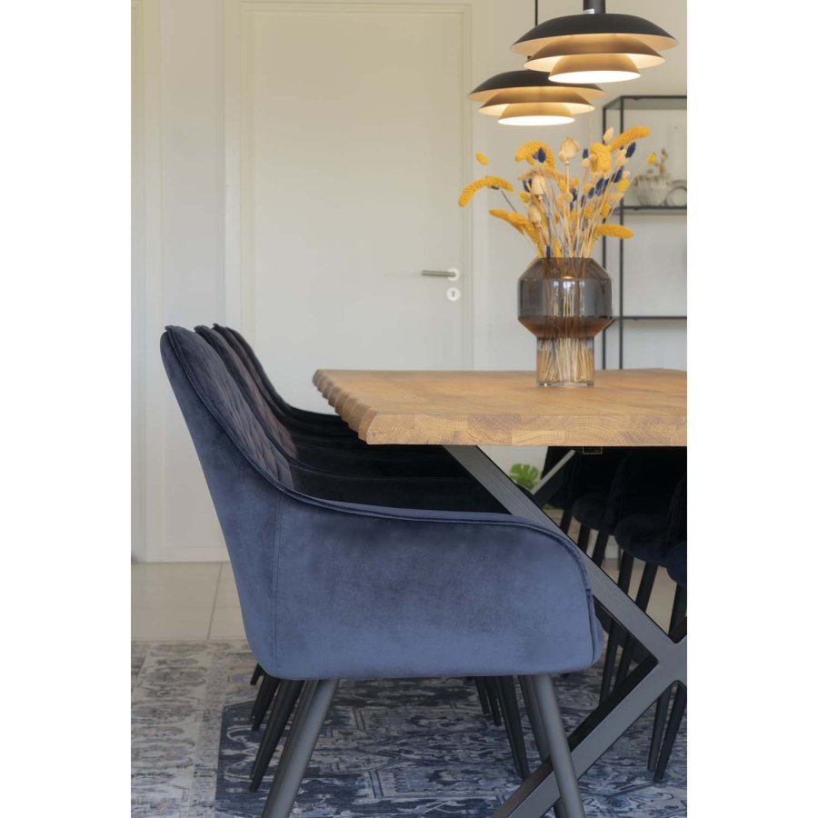 HOUSE NORDIC Harbo spisebordsstol, m. armln - bl velour og metal