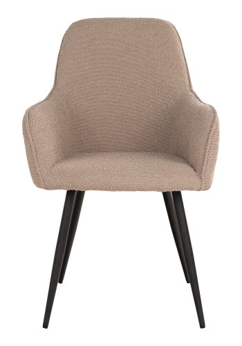 HOUSE NORDIC Harbo spisebordsstol, m. armln - beige bouclé stof og sort metal