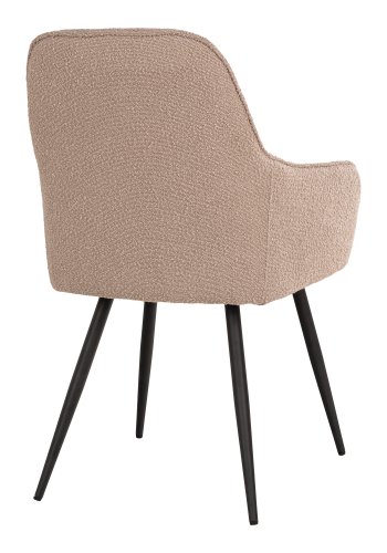 HOUSE NORDIC Harbo spisebordsstol, m. armln - beige bouclé stof og sort metal