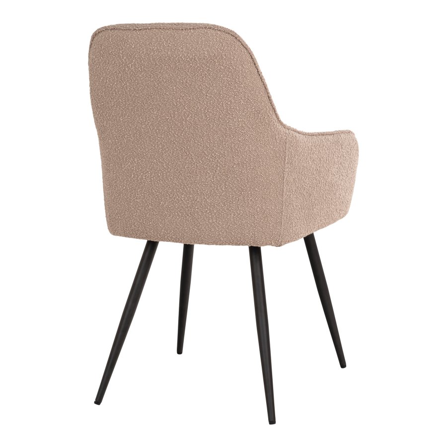 HOUSE NORDIC Harbo spisebordsstol, m. armln - beige bouclé stof og sort metal