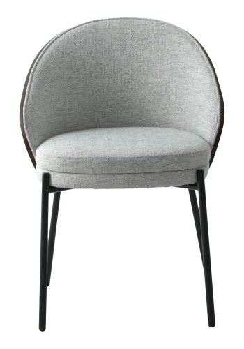 HOUSE NORDIC Canelas spisebordsstol - lysegr stof, mrkebrun MDF og sort stl