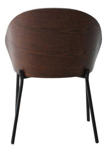 HOUSE NORDIC Canelas spisebordsstol - lysegr stof, mrkebrun MDF og sort stl