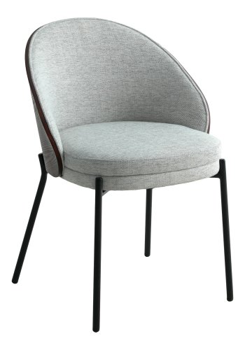 HOUSE NORDIC Canelas spisebordsstol - lysegr stof, mrkebrun MDF og sort stl