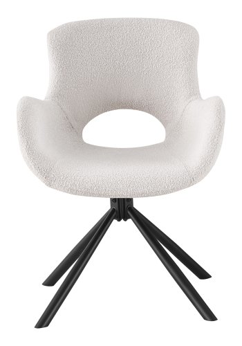 HOUSE NORDIC Amorim spisebordsstol, m. armln og drejefod - offwhite bouclé stof og sort metal