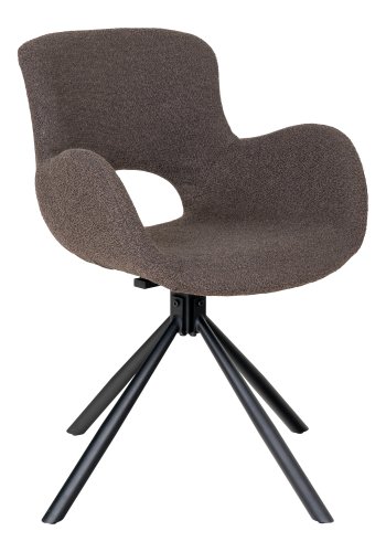 HOUSE NORDIC Amorim spisebordsstol, m. armln og drejefod - mushroom bouclé stof og sort metal