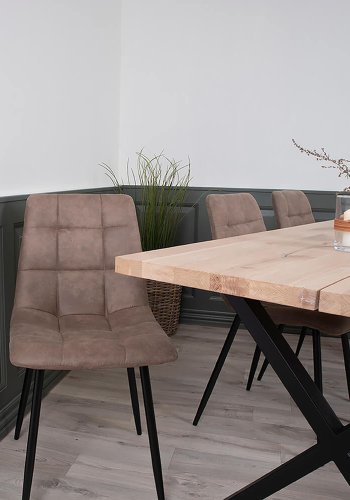 HOUSE NORDIC Middelfart spisebordsstol - lysebrunt mikrofiber stof