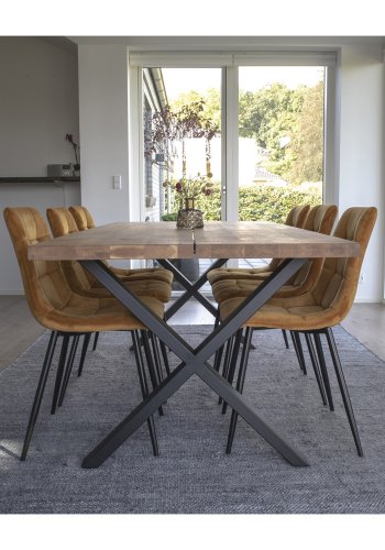 HOUSE NORDIC Middelfart spisebordsstol - gul polyester og stl