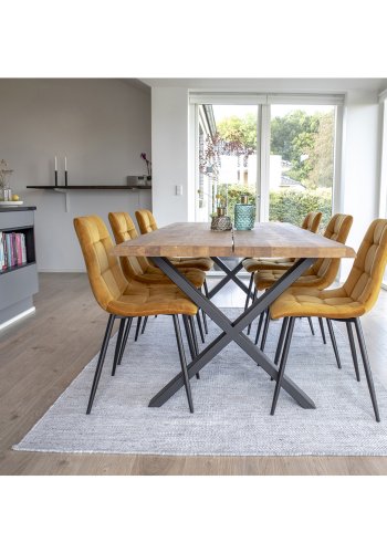 HOUSE NORDIC Middelfart spisebordsstol - gul polyester og stl