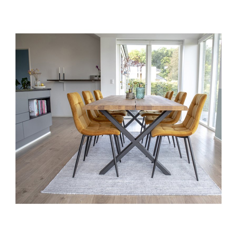 HOUSE NORDIC Middelfart spisebordsstol - gul polyester og stl