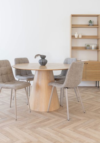 HOUSE NORDIC Middelfart spisebordsstol - gr polyester stof og gr metal