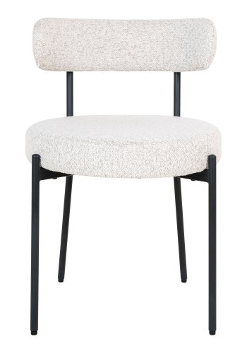 HOUSE NORDIC Spisebordsstol, hvid bouclé med sorte ben, HN1270