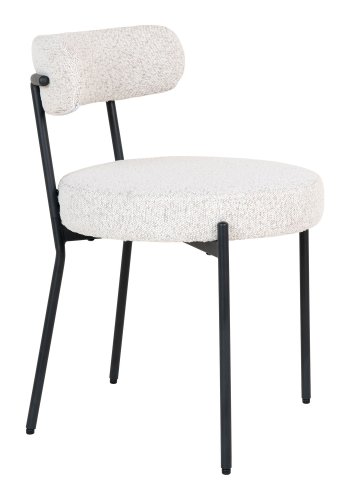 HOUSE NORDIC Spisebordsstol, hvid bouclé med sorte ben, HN1270