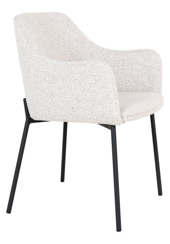 HOUSE NORDIC Spisebordsstol, hvid bouclé med sorte ben, HN1270