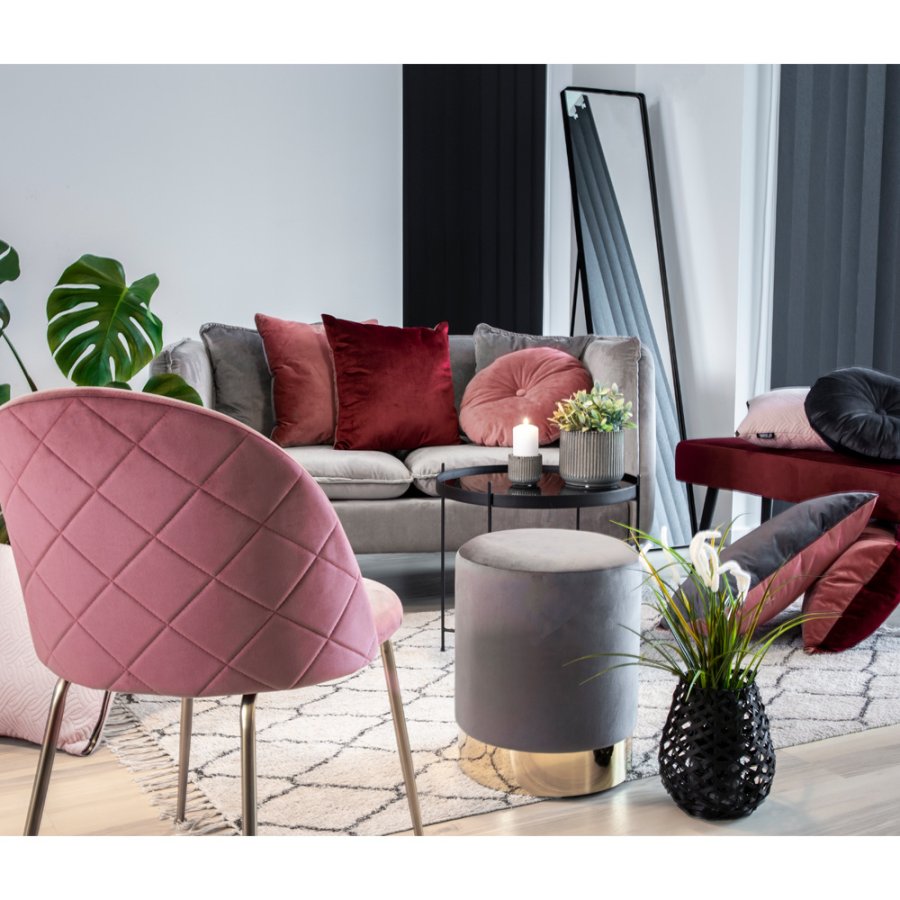 HOUSE NORDIC Geneve spisebordsstol - rosa/messing velour/stl 
