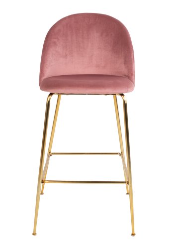 HOUSE NORDIC Lausanne barstol, m. rygln og fodsttte - rosa velour og messing stl