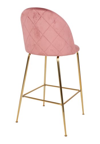 HOUSE NORDIC Lausanne barstol, m. rygln og fodsttte - rosa velour og messing stl