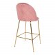 HOUSE NORDIC Lausanne barstol, m. rygln og fodsttte - rosa velour og messing stl