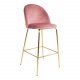 HOUSE NORDIC Lausanne barstol, m. rygln og fodsttte - rosa velour og messing stl