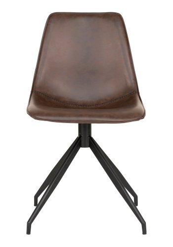 HOUSE NORDIC Monaco spisebordsstol, m. drejefunktion - mrkebrun PU og stl