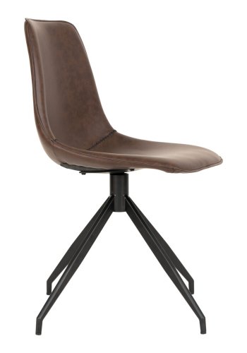 HOUSE NORDIC Monaco spisebordsstol, m. drejefunktion - mrkebrun PU og stl