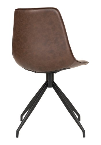 HOUSE NORDIC Monaco spisebordsstol, m. drejefunktion - mrkebrun PU og stl