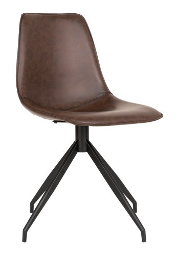 HOUSE NORDIC Monaco spisebordsstol, m. drejefunktion - mrkebrun PU og stl