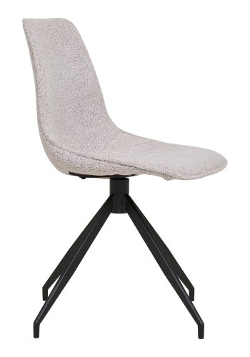 HOUSE NORDIC Monaco spisebordsstol, m. drejefod - sand bouclé stof og sort stl