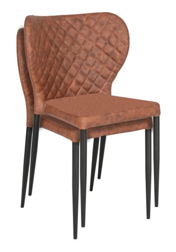 HOUSE NORDIC Pisa spisebordsstol, stabelbar - vintage brun PU og stl