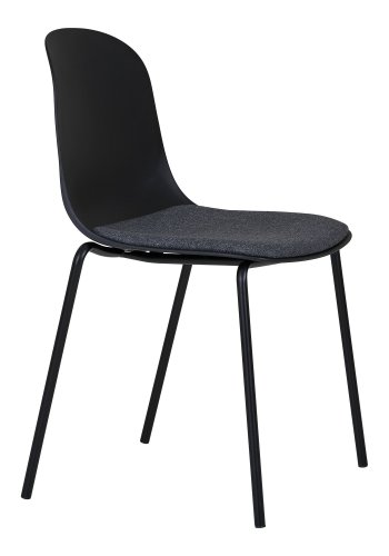 HOUSE NORDIC Madalena spisebordsstol - sort plast/polyester stof/stl