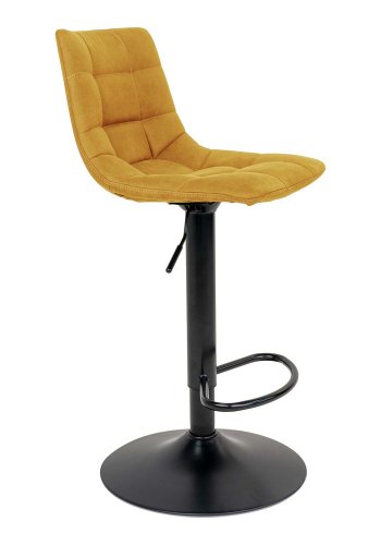 HOUSE NORDIC Middelfart barstol - sennepsgul stof og sort stl