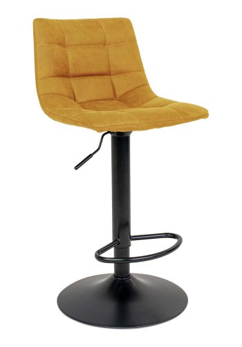 HOUSE NORDIC Middelfart barstol - sennepsgul stof og sort stl