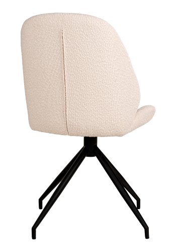 HOUSE NORDIC Monte Carlo spisebordsstol, m. drejefod - hvid bouclé stof og sort metal